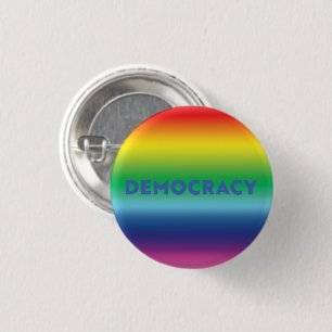 Badge Rond 2,50 Cm Démocratie bleu texte arc-en-ciel dégradé lgbt org