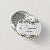 Badge Rond 2,50 Cm Demoiselle d'honneur chic rustique de mariage (Devant & derrière)