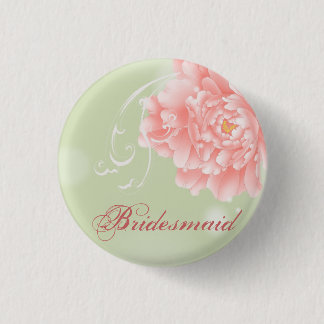 Badge Rond 2,50 Cm Demoiselle d'honneur rose en bon état botanique de