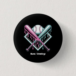 Badge Rond 2,50 Cm Dérive De Baseball Pour Garçons Bateau À Crème Gla