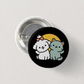 Badge Rond 2,50 Cm Des amis vrais pour toujours | Cute Cat & Chien Du (Devant & derrière)