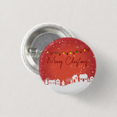 Badge Rond 2,50 Cm Des flocons de neige recouvrent les maisons de Noë (Devant & derrière)