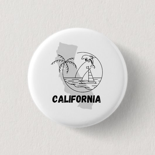 Badge Rond 2,50 Cm Design CALIFORNIE USA (Devant)