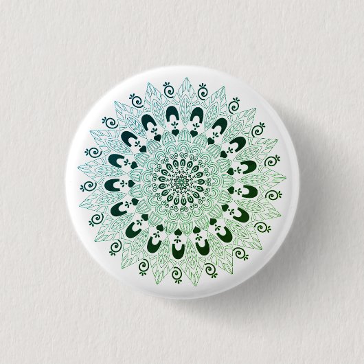 Badge Rond 2,50 Cm Design vert de fleurs Mandala (Devant)