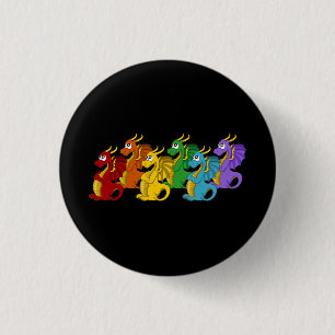 Badge Rond 2,50 Cm Dessin animé de dragons colorés arc-en-ciel