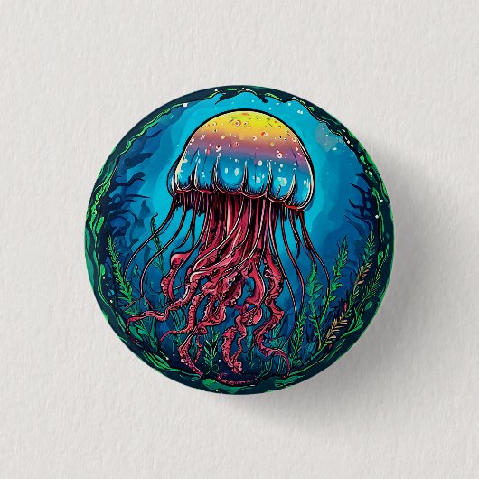 Badge Rond 2,50 Cm Dessin animé de méduse (Devant)