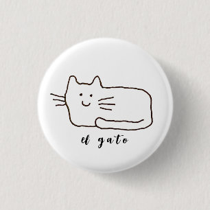Badge Rond 2,50 Cm Dessin animé El Gato Chat Doodle Ligne