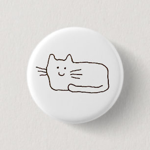 Badge Rond 2,50 Cm Dessin au trait de chat de dessin animé