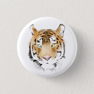 Badge Rond 2,50 Cm Dessin d'aquarelle de la tête de tigre