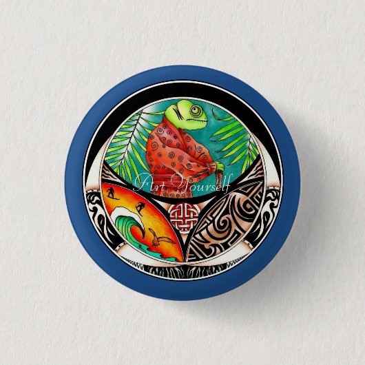 Badge Rond 2,50 Cm Dessin d'art de Chameleon (Devant)