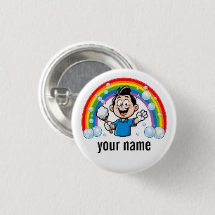 Badge Rond 2,50 Cm Dessin d'art de mascotte de nettoyage mignon arc-e