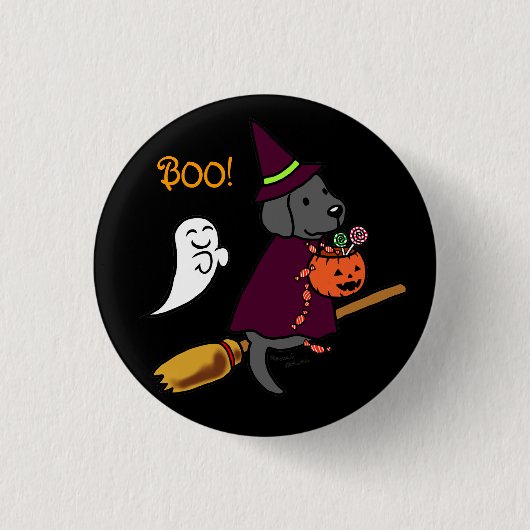 Badge Rond 2,50 Cm Dessin de Halloween Black Labrador 1 (Devant)