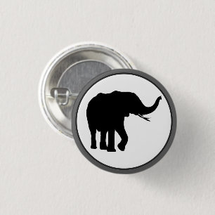 Badge Rond 2,50 Cm Dessin d'éléphant noir dans un cercle blanc