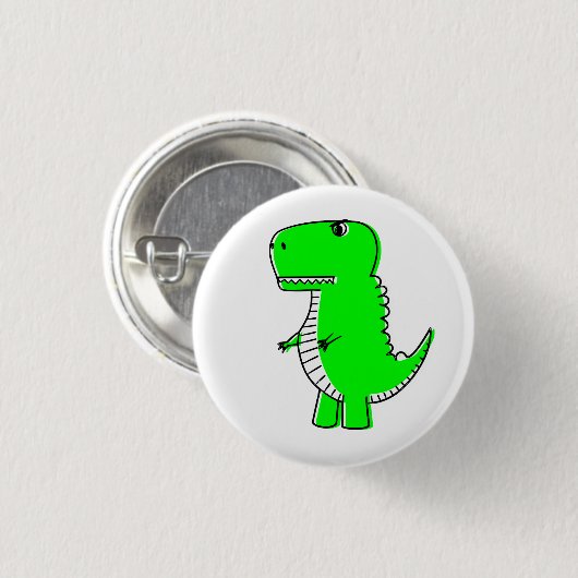 Badge Rond 2,50 Cm Dessin Dinosaure Vert (Devant & derrière)