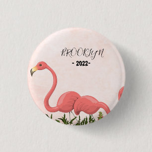 Badge Rond 2,50 Cm Dessous de verre papier Carré Flamant rose rose mo