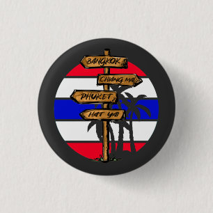 Badge Rond 2,50 Cm Destinations Thaïlande - Bangkok Chiang Mai Phuket