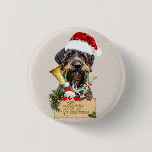 Badge Rond 2,50 Cm Deutsch Drahthaar, Joyeux Noël ! Magnet