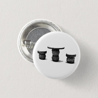 Badge Rond 2,50 Cm Deux bancs ronds en pierre Photo épingler neige