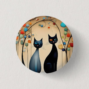 Badge Rond 2,50 Cm Deux chats charmants