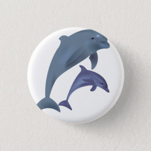 Badge Rond 2,50 Cm Deux dauphins tropicaux sautant les uns à côté des