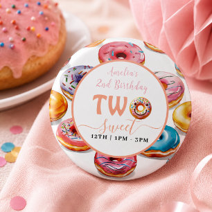 Badge Rond 2,50 Cm Deux gâteaux doux 2ème anniversaire