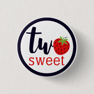 Badge Rond 2,50 Cm DEUX Joyeux Anniversaire Fille aux Fraises 2ème An