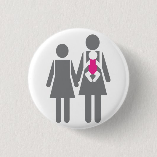 Badge Rond 2,50 Cm Deux mamans et une fille (Devant)