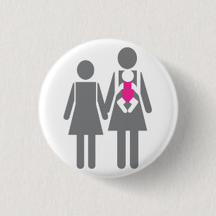 Badge Rond 2,50 Cm Deux mamans et une fille