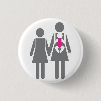 Badge Rond 2,50 Cm Deux mamans et une fille