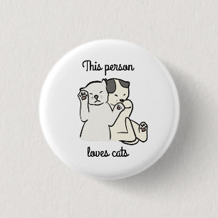 Badge Rond 2,50 Cm Deux nouveaux-nés chatons dessin Amoureux des chat