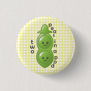 Badge Rond 2,50 Cm Deux pois dans une cosse - pois