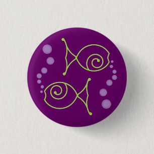 Badge Rond 2,50 Cm Deux Poissons Avec Bulles