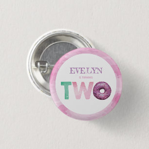 Badge Rond 2,50 Cm Deuxième anniversaire de Doughnut