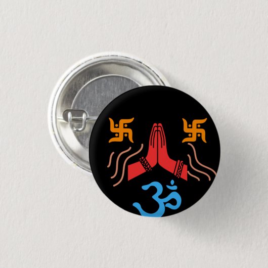 Badge Rond 2,50 Cm Dévotion d'Om swastik (Devant & derrière)