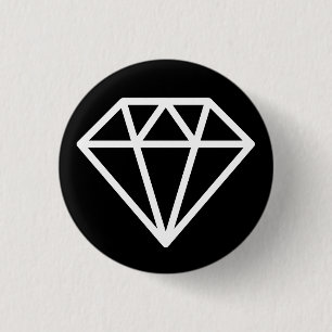 Badge Rond 2,50 Cm Diamant simple - Blanc sur noir