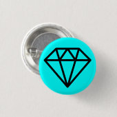 Badge Rond 2,50 Cm Diamant simple - Noir sur Cyan (Devant & derrière)