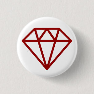 Badge Rond 2,50 Cm Diamant simple - Rouge rubis sur blanc