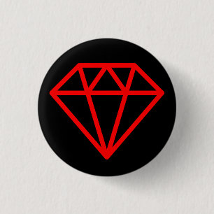 Badge Rond 2,50 Cm Diamant simple - Rouge sur noir