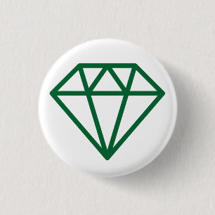 Badge Rond 2,50 Cm Diamant simple - Vert forestier sur blanc