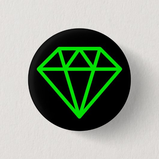 Badge Rond 2,50 Cm Diamant simple - Vert sur Noir (Devant)
