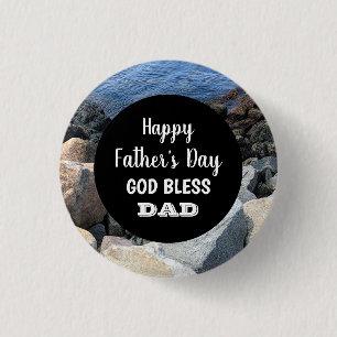 Badge Rond 2,50 Cm Dieu bénisse papa Joyeuse fête des pères Rocky Sea