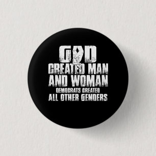 Badge Rond 2,50 Cm Dieu Créé Homme Et Femme Démocrates Créé Tout