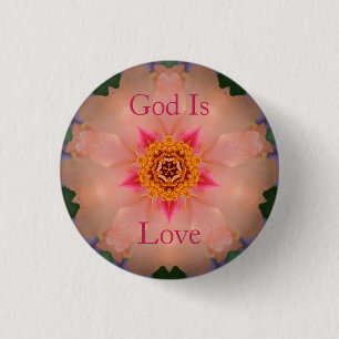 Badge Rond 2,50 Cm Dieu est amour floral bouton