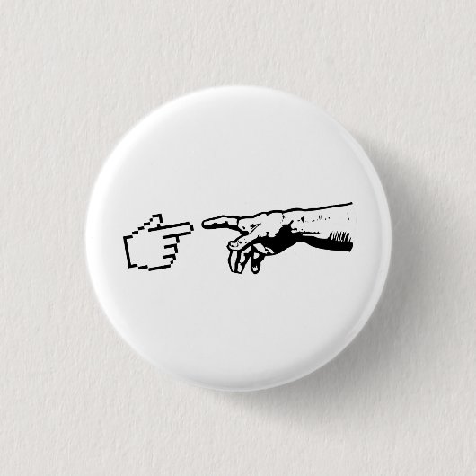 Badge Rond 2,50 Cm Dieu et les mains de machine (Devant)