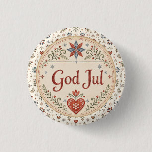 Badge Rond 2,50 Cm Dieu nordique Jul Noël norvégien