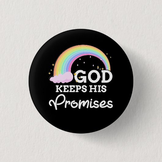 Badge Rond 2,50 Cm Dieu tient ses promesses Arc-en-ciel Religieux Jés (Devant)