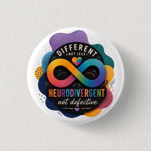 Badge Rond 2,50 Cm Différent Pas Moins, Neurodivergent Pas Défectueux (Devant)