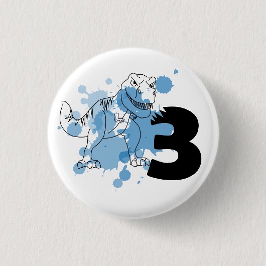 Badge Rond 2,50 Cm Dino 3e Anniversaire Pin (Devant)
