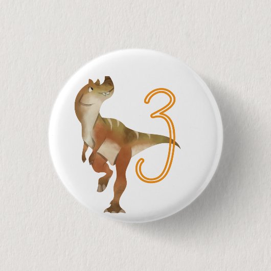 Badge Rond 2,50 Cm Dinosaur 3ème anniversaire (Devant)