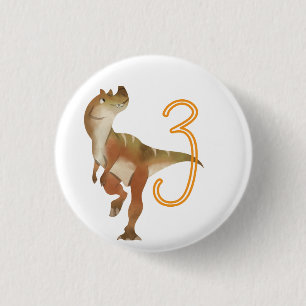 Badge Rond 2,50 Cm Dinosaur 3ème anniversaire